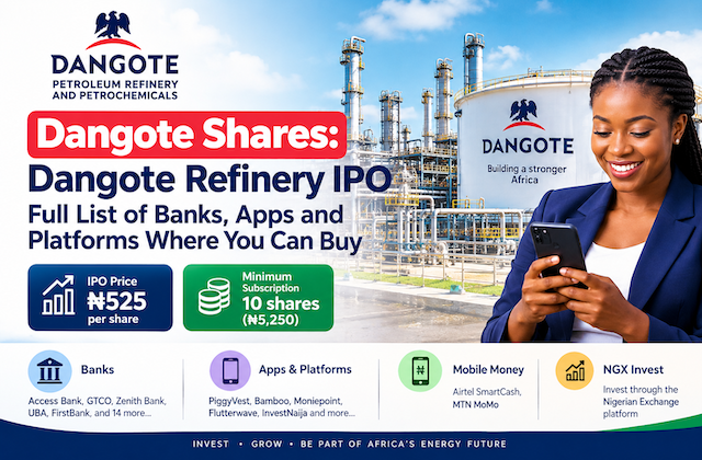 Dangote Shares: Dangote Refinery IPO Full List of Banks, Apps and Platforms Where You Can Buy